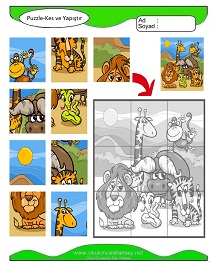 Puzzle Kes Yapıştır Çalışma Sayfaları